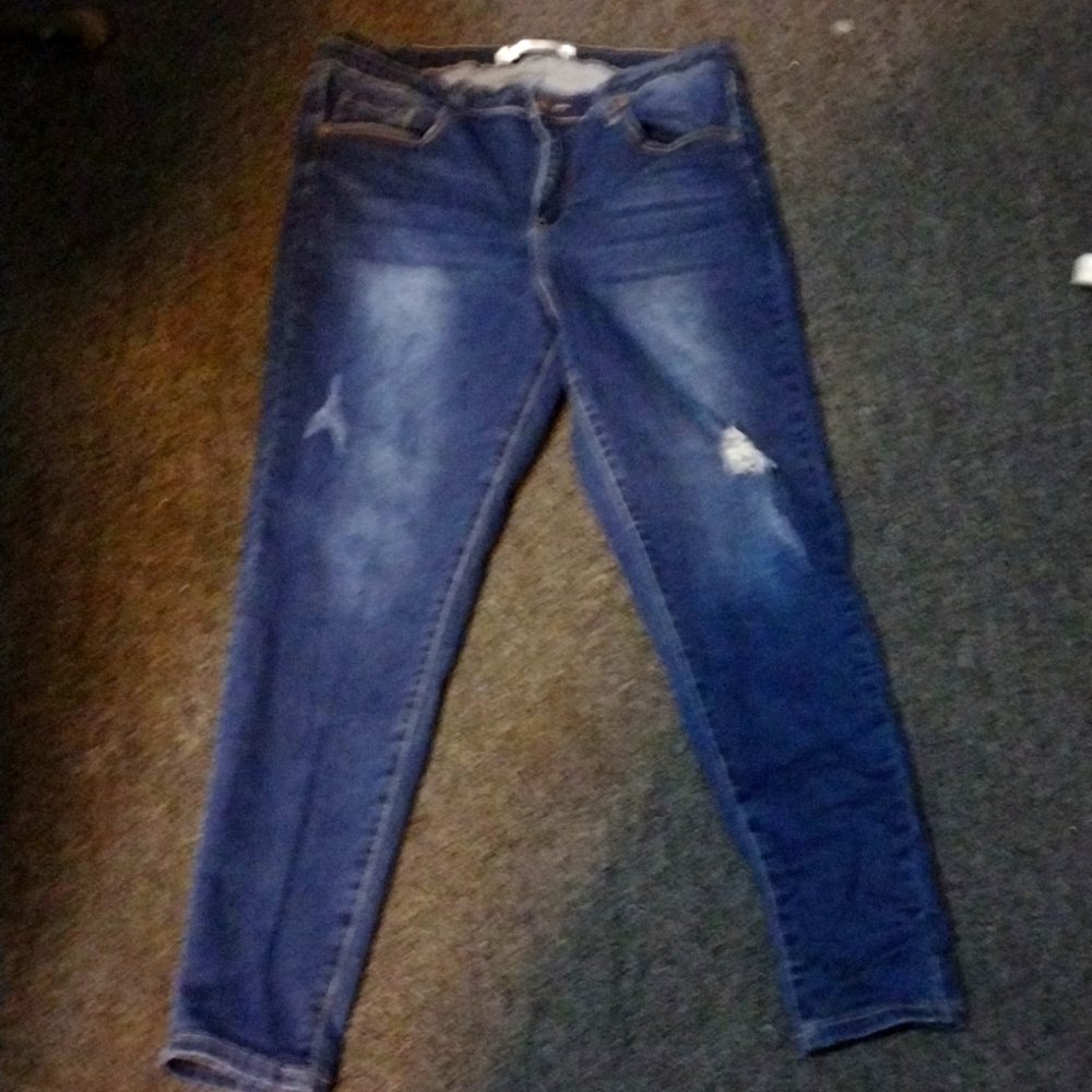 Haute Curve Womens Med Wash Distressed Skinny Jeans Size 16